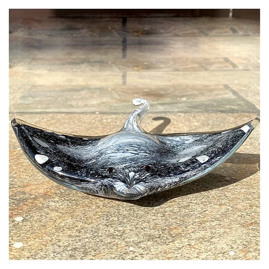 【龍風】美術品　ガラス製　魚　置物 Amazon.co.jp: 彫刻 置物・オブジェ 水族館グレー魚アートガラス
